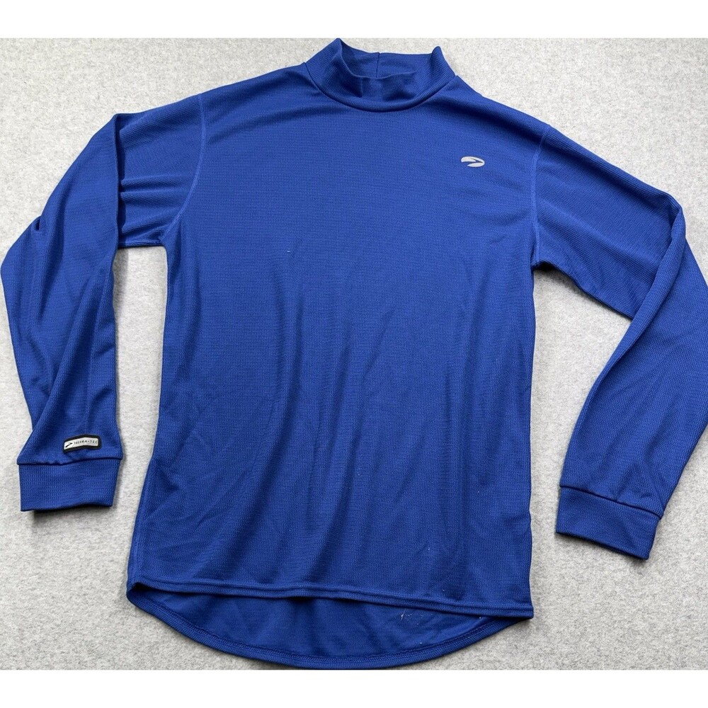 Brooks Therma-Tec Thermal Blue Mock Neck Long Sleeve Men's Pullover L Running